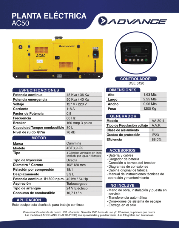 AC50 Planta Eléctrica ADVANCE AC50