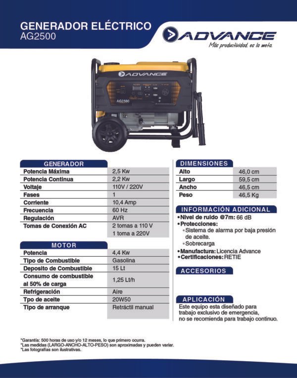 AG2500 Planta Eléctrica ADVANCE AG2500
