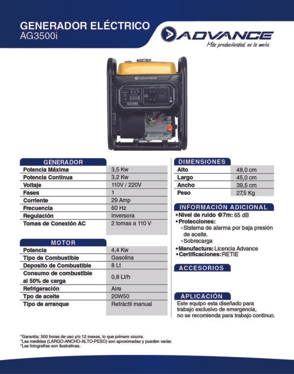 AG3500I Planta Eléctrica ADVANCE AG3500i