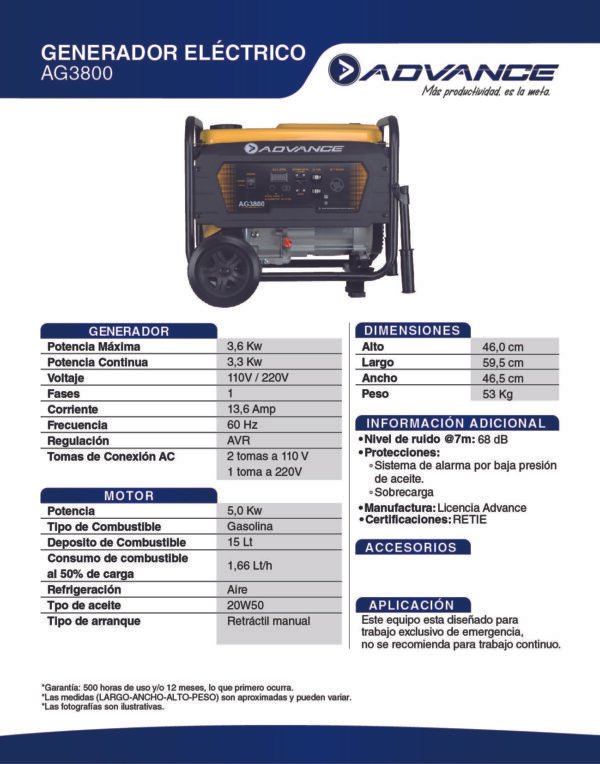 AG3800 Planta Eléctrica ADVANCE AG3800