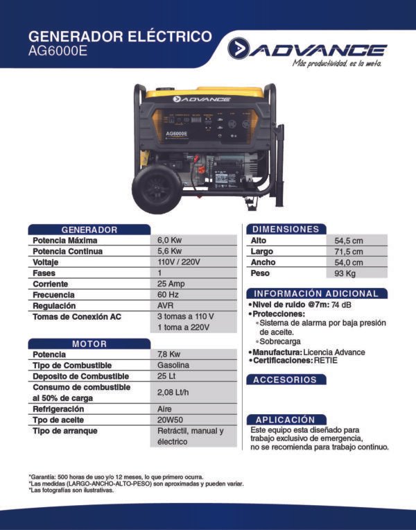 AG6000E Planta Eléctrica ADVANCE AG6000E