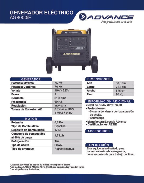 AG8000iE Planta Eléctrica ADVANCE AG8000iE