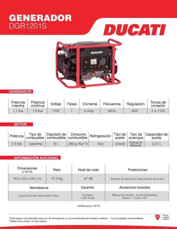 DGR1201S-1 Planta Eléctrica a Gasolina DGR1201S