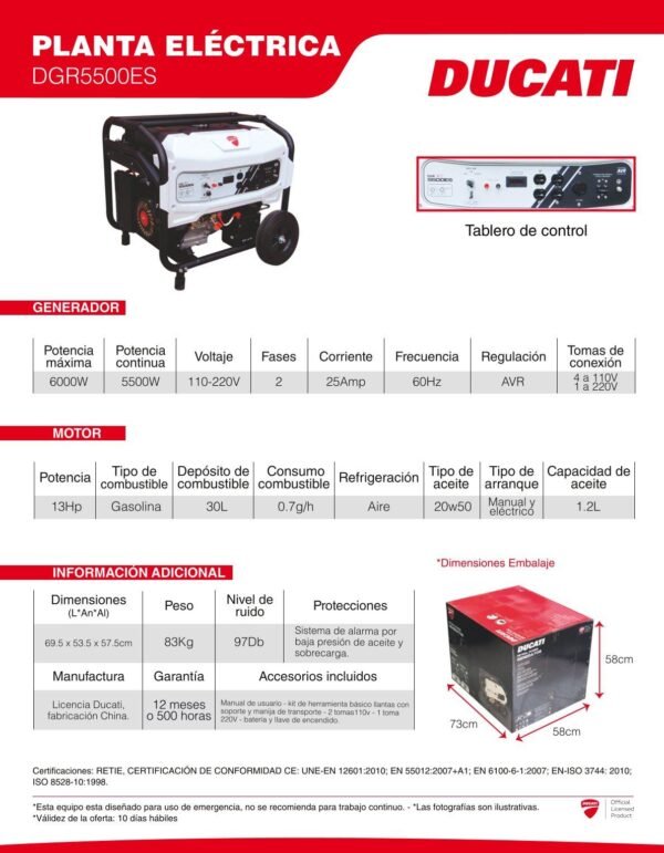DGR5500ES Planta Eléctrica a Gasolina DGR5500ES