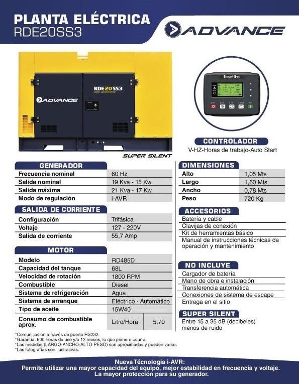 Planta Eléctrica a Diésel RDE20SS3