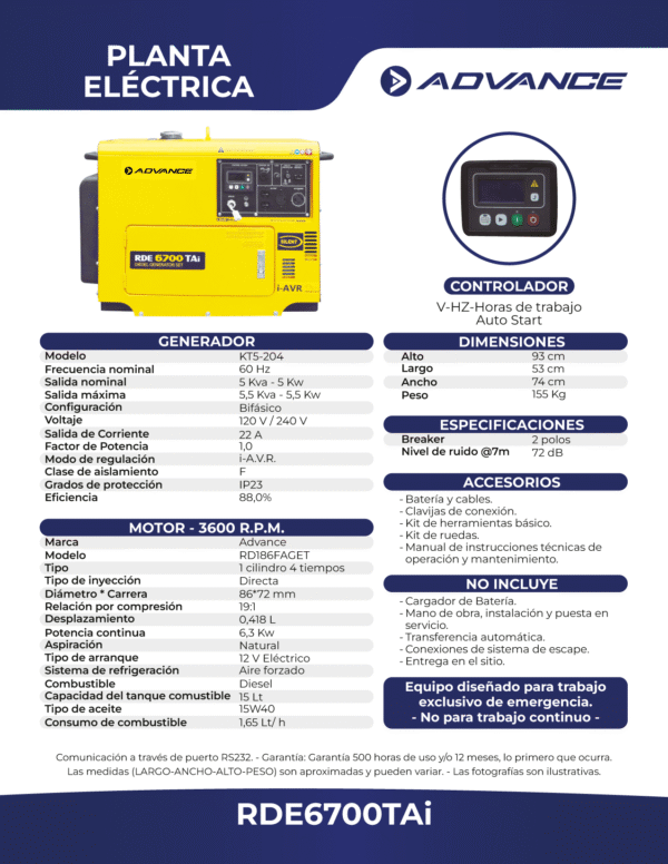 RDE6700TAi Planta Eléctrica a Diésel RDE6700TAi