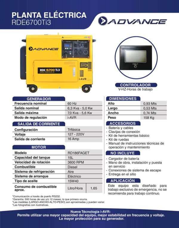 Planta Eléctrica a Diésel RDE6700Ti3