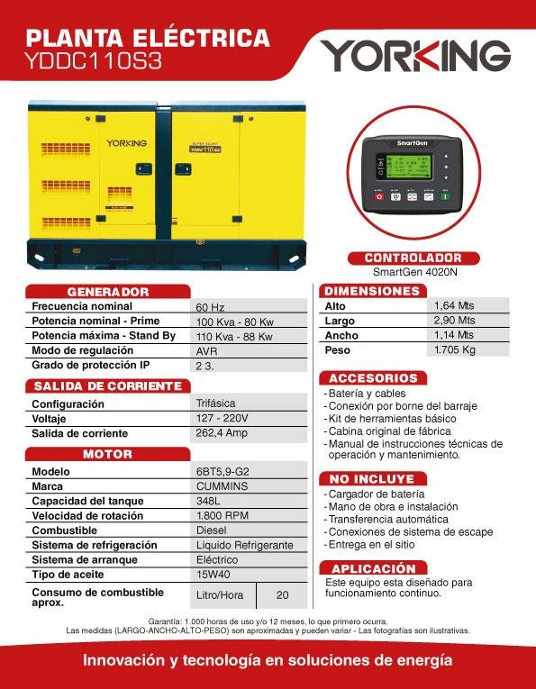 YDDC110S3 Planta Eléctrica a Diesel YDDC110S3