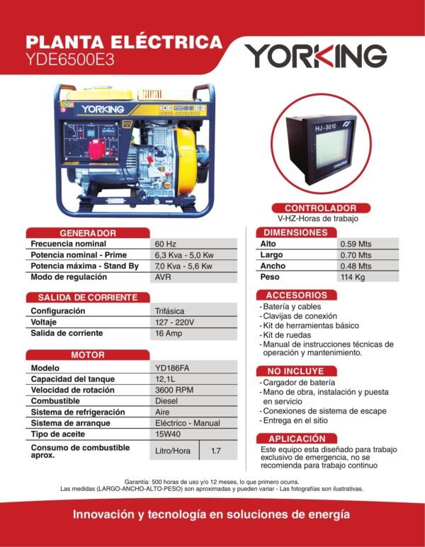Planta Eléctrica a Diesel YDE6500E3
