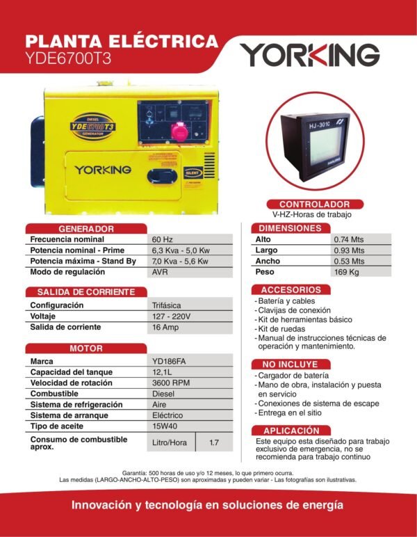 Planta Eléctrica a Diesel YDE6700T3