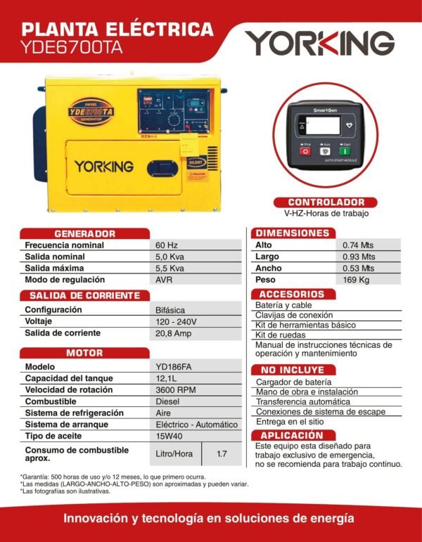YDE6700TA-1 Planta Eléctrica a Diesel YDE6700TA