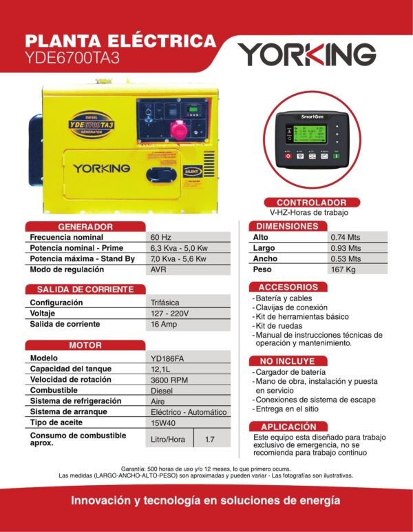 YDE6700TA3 Planta Eléctrica a Diesel YDE6700TA3