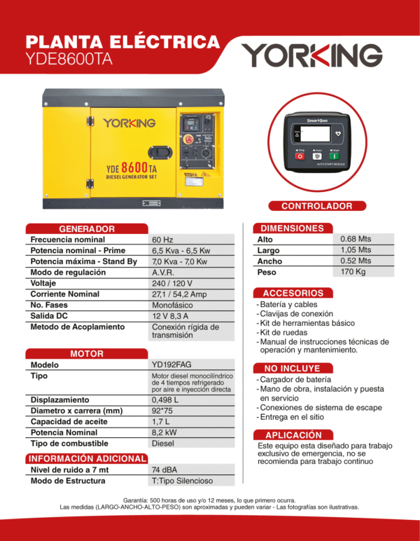 YDE8600TA-1 Planta Eléctrica a Diesel YDE8600TA