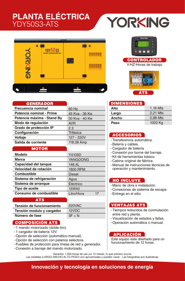 YDY50S3-ATS Planta YDY50S3-ATS