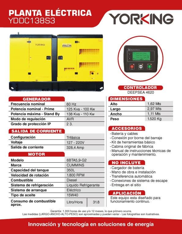 Planta Eléctrica a Diesel YDDC138S3